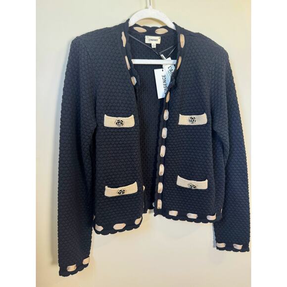 L'Agence Elegant Black and Cream Women's Sweater - Picture 4 of 5